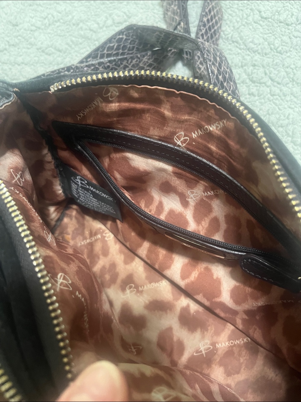 B. Makowsky Leather Black Fringe Crossbody Bag - Stylish Leather & Suede Bag - Picture 9 of 14